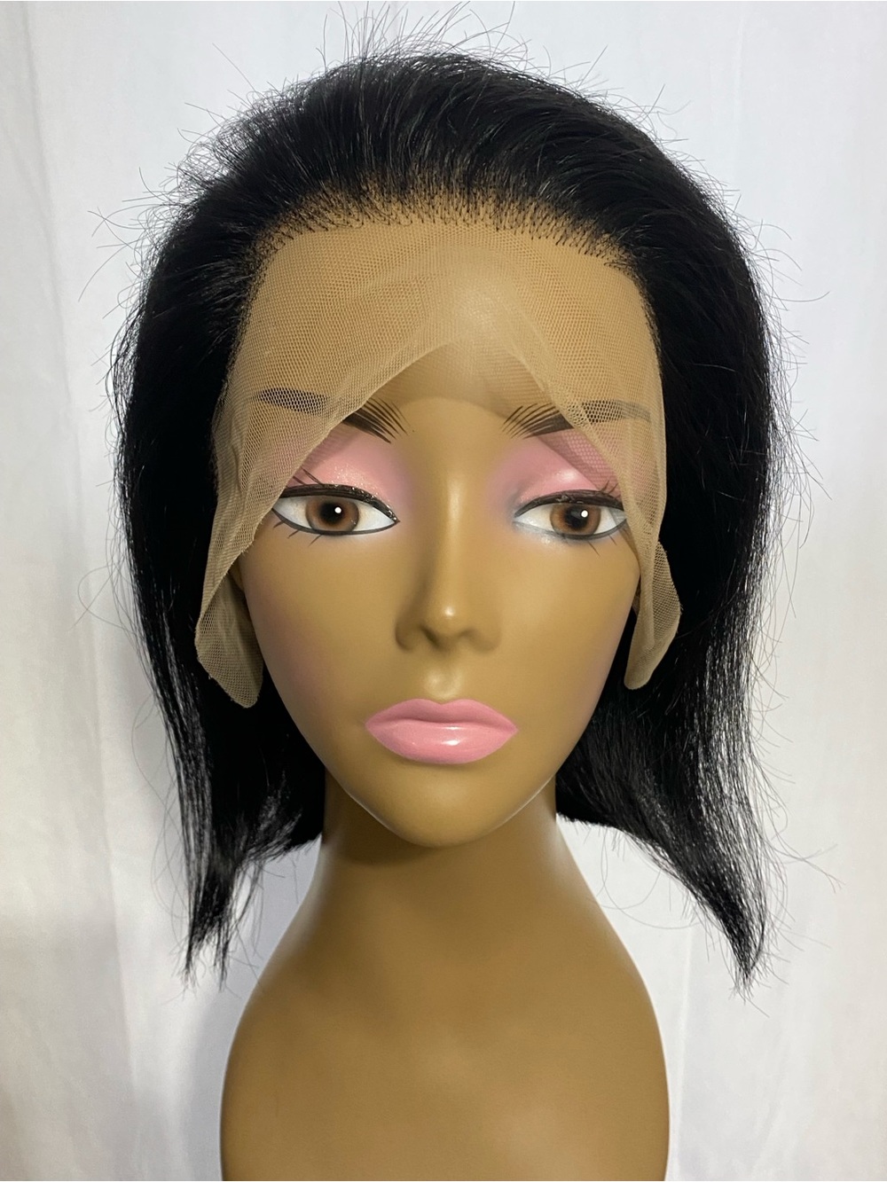 10” Glueless Lace Front Bob Wig 13x4 Pre Plucked Human Hair Black Medium Cap